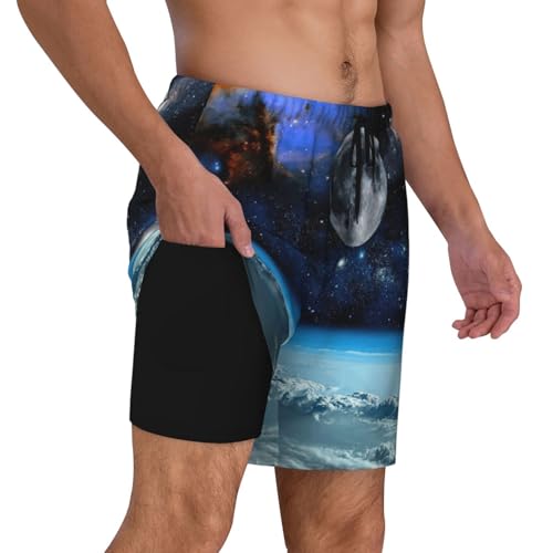Short de plage homme planète spatiale maillot de bain de compression - 2