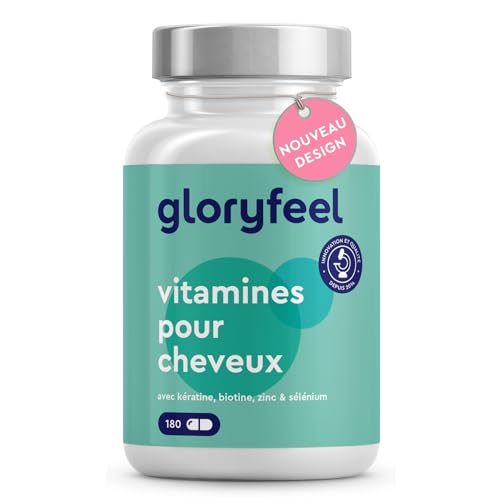 Vitamines avec Biotine, Zinc & Sélénium, Pousse Cheveux, Anti Chute de Cheveux, 180 Capsules (3 Mois), Extrait de Millet et Kératine, 24 Vitamines & Minéraux , Sans Additifs
