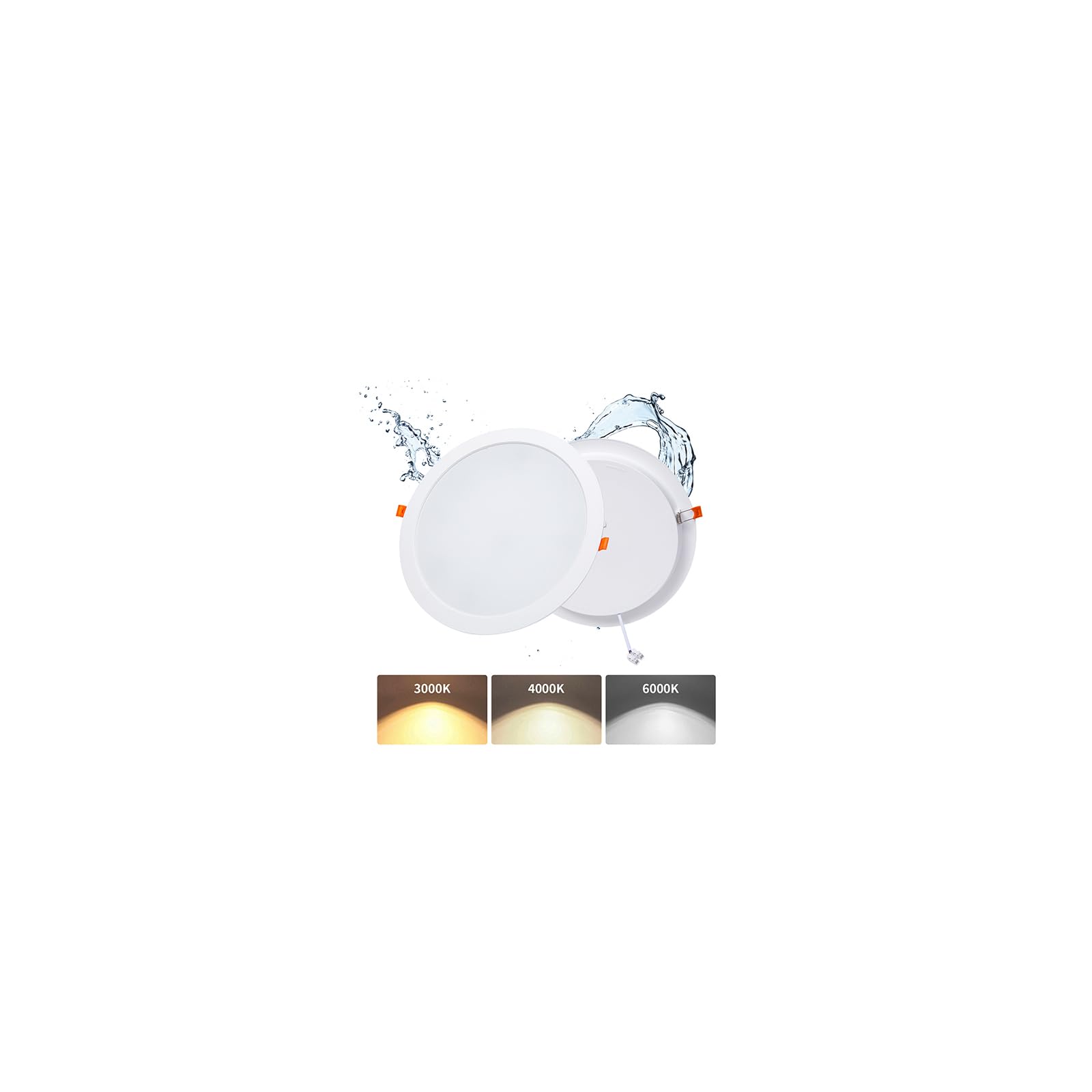 pack 2 Downlight LED Techo Empotrable 36W (360W) Slim, Panel Redondo Empotrado, Placa Extraplana 5000 lúmenes, Corte techo 253-263mm, Luz Seleccionable 3000K-4000K-6000K (3CCT)
