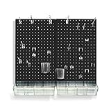 Azar Displays 900945-BLK The DIY Multi-purpose 70-piece Pegboard Wall Organizer Kit with Two Panels