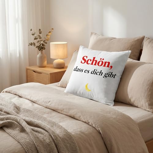 trabag Kissenbezug Gastgeschenk schön das du da bist,Geschenk für Frau,Geburtstagsgeschenk für Mama,Dekorative Sofakissen Quadratische Dekokissen für Wohnzimmer und Schlafzimmer