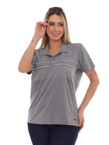 11. Camisa Polo Feminina Oversized Estampa Sortida Cinza Claro GAP Tamanho:P