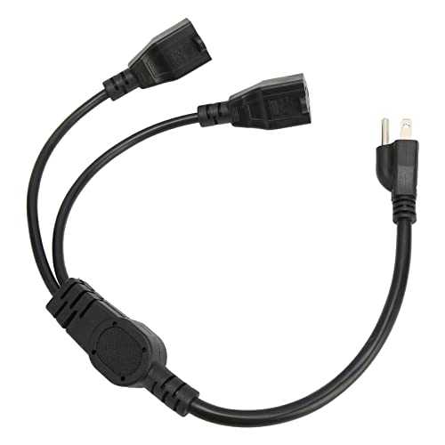 Cuifati 3 Prong Y Splitter Extension Cord, 1 to 2 Male to Female Power Cable, Heavy Duty 15A/125V Indoor Power Strip for Computer Monitor Printer LED Light, Black 3 Pin Extension Cord - Image 2