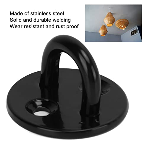 Miniatura 3 de 5 Piezas Placa Ojal De Acero Inoxidable Ganchos De Fijación Para Sillas Colgantes, Toldos Y Mucho Más, Ganchos De Anillo Para Montaje En Pared Negros Engrosados 5 Mm