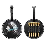 JugJug Personalized Golf Bag Tag with Custom Name - PU Leather Golf Tag with 5 Tee Holder - Unique Golfing Accessories and Gifts for Men Women Golfer