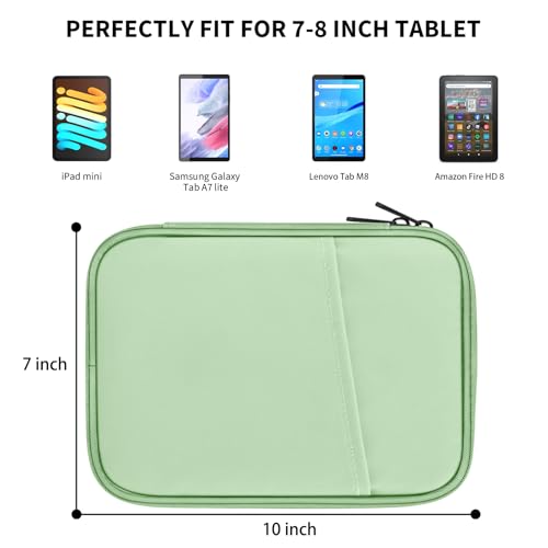 Image of HoYiXi Universal Sleeve Bag for 7-8 inch Tablet Fire HD 8 /Fire HD 8 Plus Compatible iPad mini (6th Gen) 8.3 inch 2021, iPad mini 5 /4 /3 /2 /1, Tab A8, 7 inch-8 inch inch Android Tablet Sleeve Case -Green