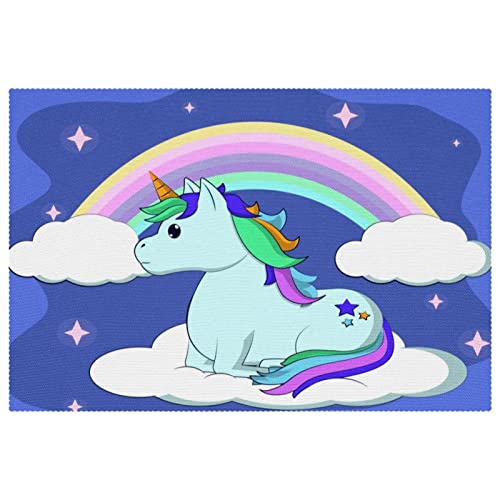 Sets de table nuages antidérapants 30x45cm licorne arc-en-ciel table - 2