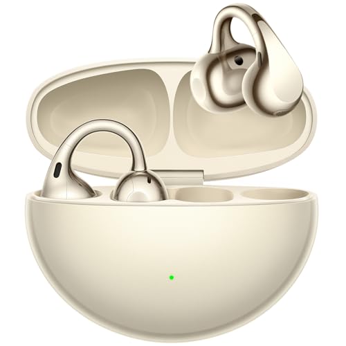 Oppo Enco Clip2 Écouteurs Ouverts, Son Dynaudio, Double Driver, Appels Conduction Osseuse, Bluetooth 6.1, Traduction IA, 40h Batterie, IP55 Étanche, Or