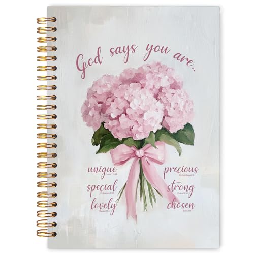Carnet de prière chrétien pour femme Hortensia rose - Journal d'affirmations et de foi unique
