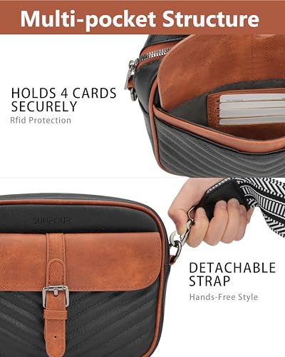 Image of Crossbody Bags for Women,Multi-Pocket Leather Crossbody Purse | RFID Blocking Pockets,Fits iPad,Adjustable Wide Strap,Quilted Exterior,8 Card Slots,Gift Ready