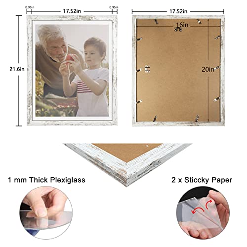Capcillin 16X20 Picture Frame Wood Pattern Distressed White Poster Frame Set Of 2, Wall Mounting,Plexiglass,Great For Prints, Mural,And Art（Cp001-Md16X20Rw） #TOP4