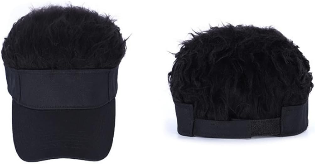 Novelty Hair Visor Sun Cap Wig Peaked Baseball Hat with Spiked Hairs