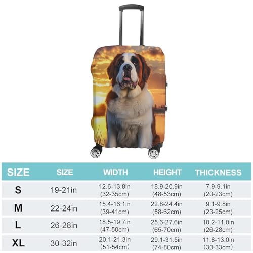Saint Bernard Dog Sunset Travel Luggage Cover for Suitcase 19-32 Inches Elastic Washable Baggage Protector2