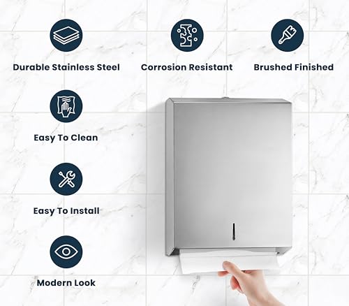 Alpine Industries ALP480 Alpine Paper Towel Dispenser Wall Mount Commercial - Stainless Steel Paper Towel Holder Wall Mount thumb #6