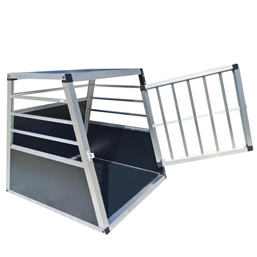 Hundebox Auto, 60x70x67.5cm Hundetransportbox Aluminium für Hunde Katzen, Groß Hundebox mit Sicherheitsverschluss, leicht und stabil (60x70x67.5cm)