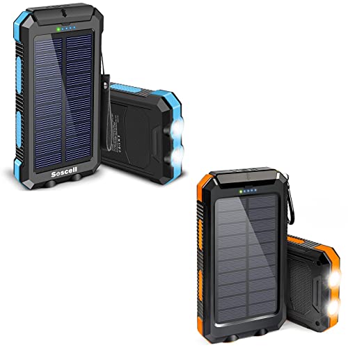 2 Pack (20,000Mah & 30,000Mah) - Suscell Solar Power Bank, Portable Solar Phone Charger With Dual Led Bright Flashlight, Compatible With Smartphones And Other Devices #TOP5