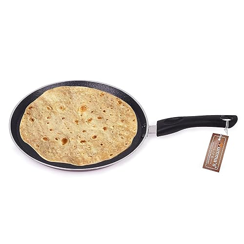 Image of Mumma's LIFE Non Stick Dosa Tawa with Sturdy Riveted and Bakelite Handle (Induction and Gas Stove Friendly), Non Toxic and PFOA Free, 24 Months Warranty (28, Red)