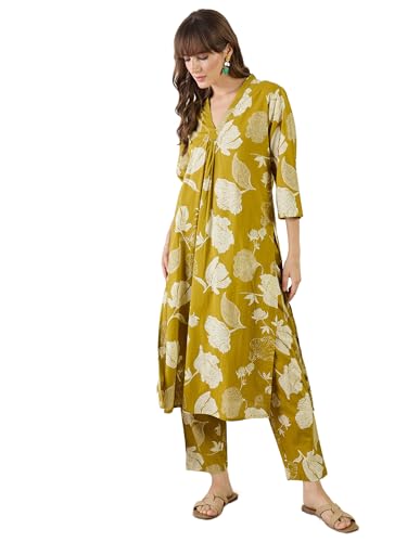 Image of INDO ERA Women Pure Cotton Kurta Palazzo Set | Printed Kurta with Palazzo Pants | Summer Friendly, Office Wear Co-Ord Set | Cord Set For Women Cotton