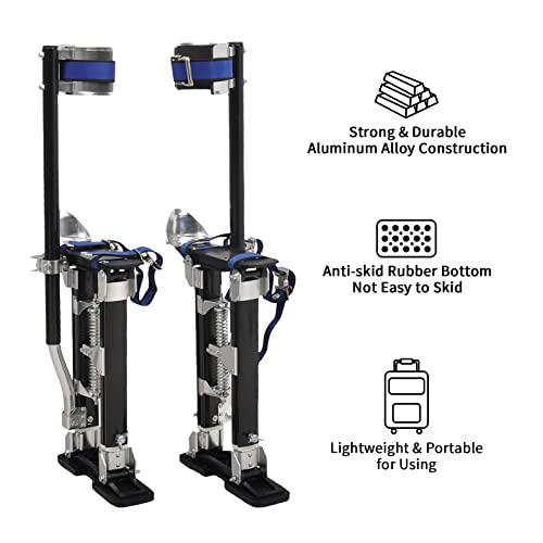 Tbapfs Drywall Stilts 15-23 Inch Height Adjustable Lifts Aluminum Tool For Painting Finishing Pruning Branches Cleaning - Black (15" - 23") #TOP4