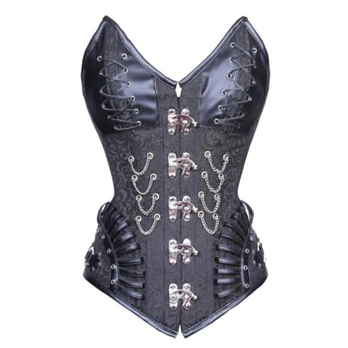 Corpete Corset Corselet Redutor Medidas Melhora Postura Medieval Gótico Poliéster Couro Preto M137