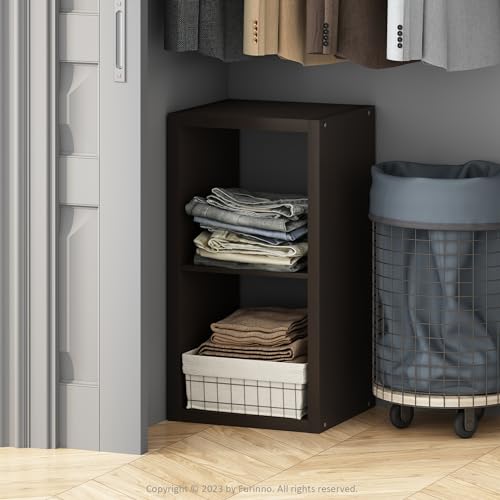Image of Furinno Cubic Extra Thick 2-Cube Closet Organizers and Storage, Dark Oak | 14.6 x 16 x 30 in, Open Shelf Closet Storage, Closet Organizer, for Wardrobe, Bedroom, Living Room