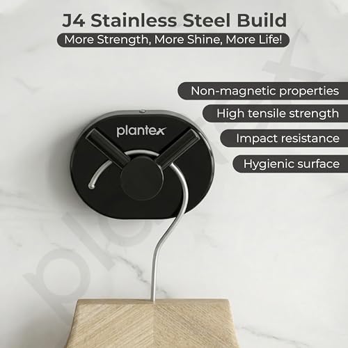 Image of Plantex J4 Stainless Steel Clothes Hanger for Wall /Hangers for Bathroom /Robe Hook /Bathroom Accessories (PVD Black Finish) Onix