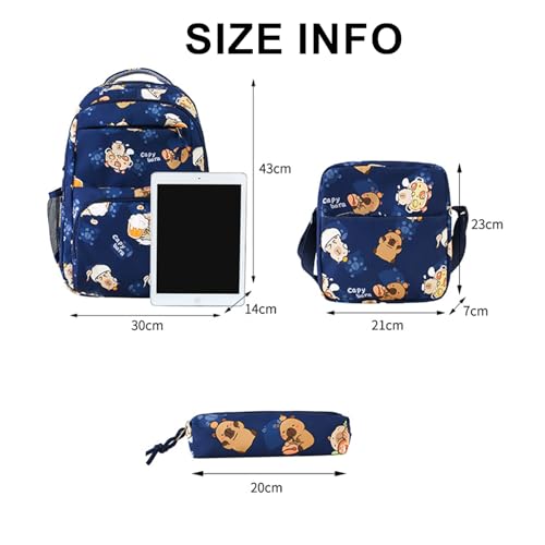 Capybara Backpack 3 set Kawaii Capibara Bag Cute Animal Mochila De Capybara for Daily Casual Travel Daypack Capivara Capibara Kapibara Cabybara Captbara Bara Funny Backpack (Purple)2