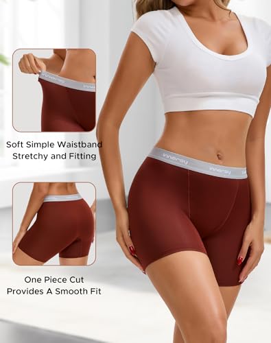 Image of INNERSY Boy Shorts Underwear for Women High Waisted Ladies Panties Boxer Briefs Breathable Stretch 5 Pack