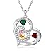 Personalisierte Namenskette Halskette für Damen Herz Anhänger Halskette mit 1-6 Geburtsstein Gravur Mutter Tochter Kette Geschenk für Muttertag Valentinstag Weihnachten