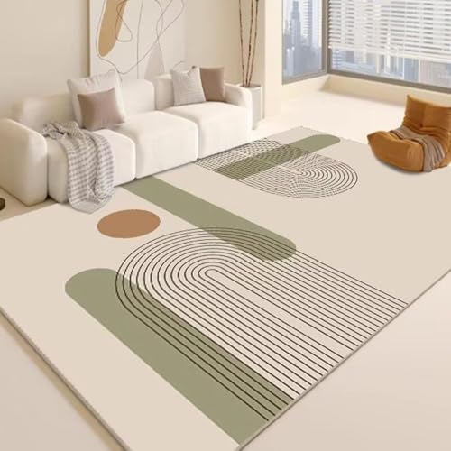 Image of HOMETHREADS Modern Light Luxury 5x7 Feet Area Rug | 11mm Thick Soft Anti-Fatigue Cushioned Carpet with Non-Slip Backing for Living Room, Bedroom, Studio, Lounge & Entrance (U Green, 210x160cm)