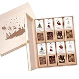 WELLNUSS „Limitierte Weihnachtsedition“ – 8 Premium Snacks in edler Birkenholzbox – Gourmet Geschenkset mit Nüssen, Früchten & Schokolade – Exklusives Weihnachts Geschenk für Feinschmecker