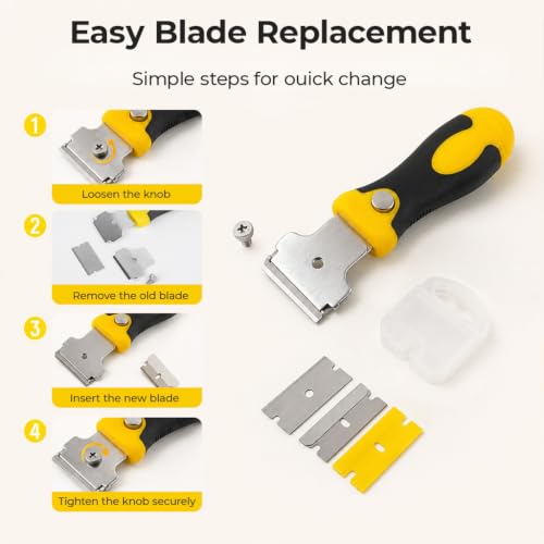 Image of Serplex Razor Blade Scraper Set with Adjustable Handle for Home Use