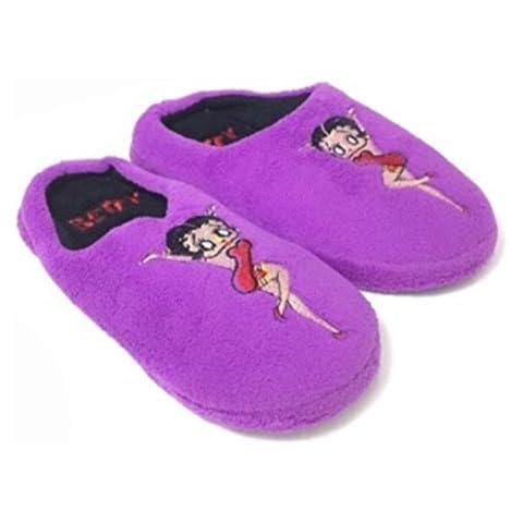 Betty Boop Ultra-Soft Women's Plush Pinup Scuffs Cozy Non-Skid Slippers - Great for Gifts (Medium, Purple) Cover