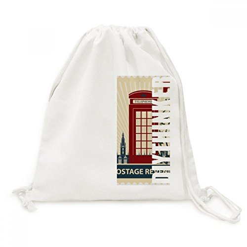 Sac cordon en toile avec motif cabine téléphonique de Londres pour vos voyages