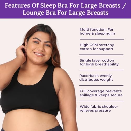 Image of Adira | Plus Size Sleeping Bra for Women | Plus Size Bra | Slip On Bras to Wear at Home | Comfortable Bra | Wirefree & High Coverage | Sleep Support | Avoids Stretch Marks | Pack of 2
