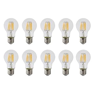 10-pack dimbaar AC 110-130V 6W A60 E26 schroef LED klassieke gloeilamp, 60W gloeilampen vervanging, warm wit 2700K