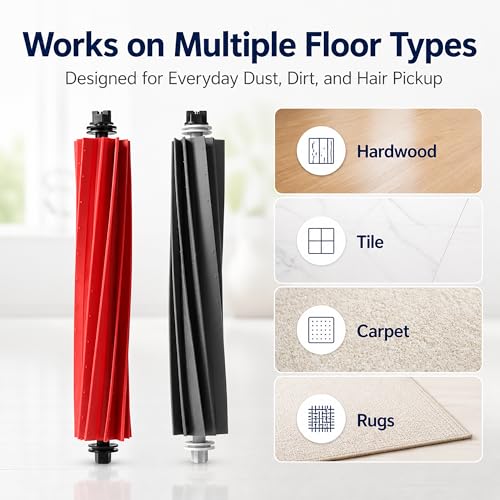 Image of 4 set Replacement Main Brushes Compatible with Roborock S8 Pro Ultra,S8,S8+,Q8 Max,Q8 Max+,Q5 Pro,Q5 Pro+,Q5 Max+,4 Sets Dual Rubber Roller Brush Parts,Anti-Tangle Sweepers for Pet Hair & Hard Floor