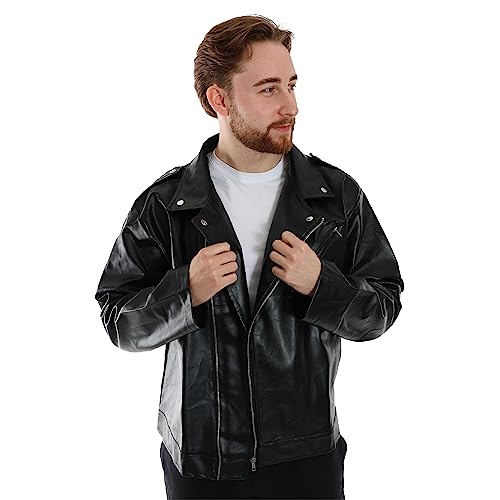 Veste en cuir pour adulte – Taille XXL – Veste en similicuir – Parfaite pour les déguisements de musiciens emblématiques, les déguisements de personnages de cinéma et d'autres événements déguisés