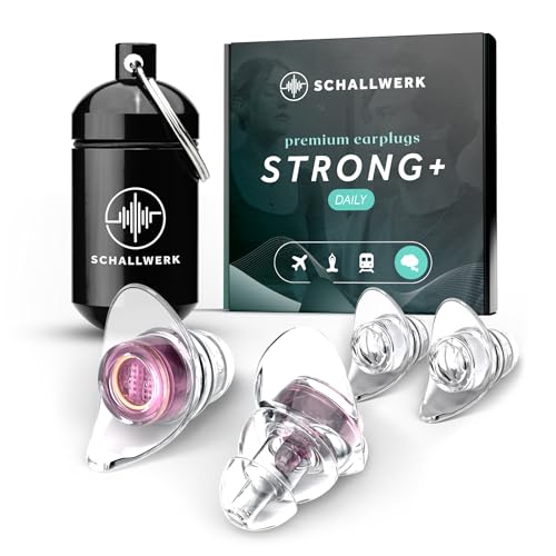 Schallwerk ® Strong+ Daily - tappi per le orecchie poco appariscenti - attutiscono il rumore e preservano la qualità del suono - tappi per le orecchie trasparenti - ear plugs adatti per musica