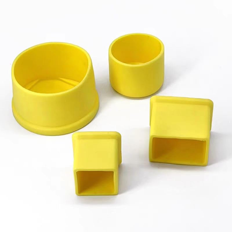 Rubber Pipe Cover,Plug Hole,8Pcs Yellow Chair Leg Tips Caps,PVC Non-Slip Feet End Caps Cover, Square Chair Leg Floor Protectors for Furniture,(30 * 50mm)