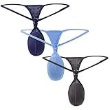 Pouchsexy Mens Thong Low Rise G Strings & Thongs Underwear sexy Breathable Silky Bikini Briefs T Back (US, Alpha, XX-Large, Regular, Regular, Navy/Blue/Gray)