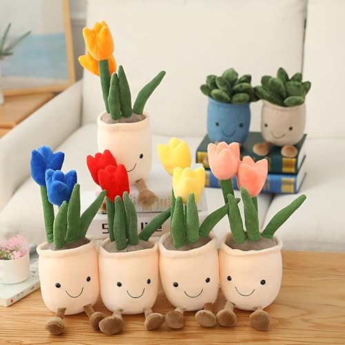 Image of Tickles Tulip Flower Pot Soft Stuffed Plush Pillow Toy for Kids Boys & Girls Birthday Gifts (Size: 30 cm Color: May Vary)