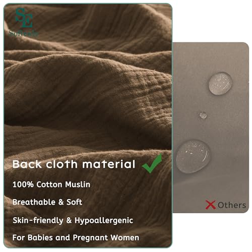 SE SOFTEXLY Muslin Duvet Cover Oversized King Size, 100% Washed Cotton Duvet Cover Set, Soft Comforter Cover Linen Like, 3 Pieces Minimalist Gauze Duvet Cover with 2 Pillowcases, 98"x120", Dark Brown