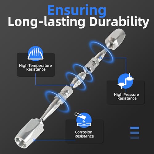 Image of 4PCS Reusable Hydraulic Hose Fittings Repair Kit, 1 /2'' 3 /8'' 1 /4'' Hydraulic Hose Fittings, Hydraulic Hose Field Repair Kit fit for SAE 100R1 1-wire for SAE 100R2 R16 R17 R19 2-wire Hydraulic Hoses