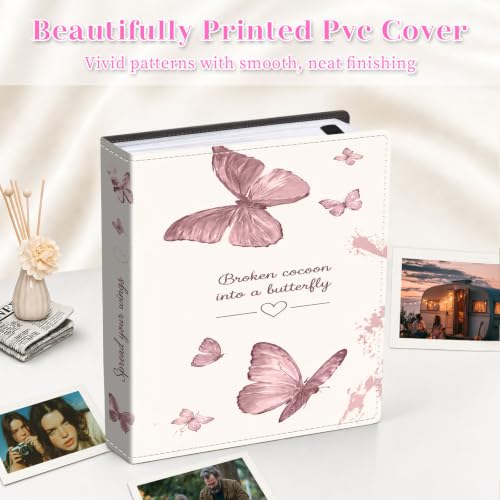 Image of Photo Album 4x6 120 Pockets Blush Butterfly Pattern
