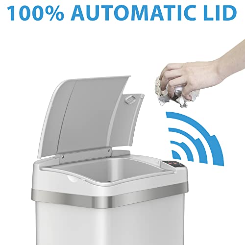 Itouchless Sensor Garbage Can Kitchen Wastebasket, 4 Gallon, 4 Gal White #TOP1