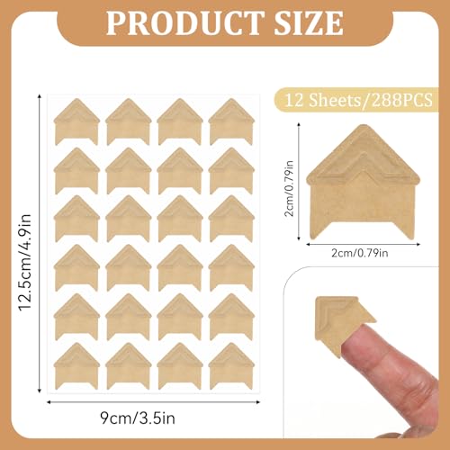 QfwdfcTrenz 288 Stück /12 Blatt Fotoecken Aufkleber Selbstklebend Fotoaufkleber Fotoecken Aufkleber Selbstklebend Scrapbook Zubehör für DIY Scrapbooking Bilderalbum Corner Tagebuch