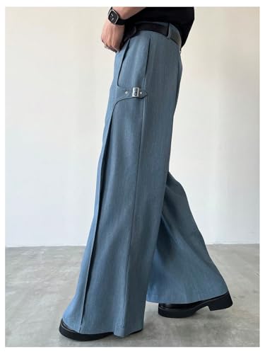 Floerns Men's Flat Front Dress Pants Wide Leg Streetwear Casual Baggy Trousers with Pocket2