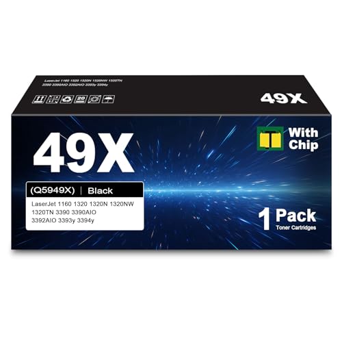 Cartucho de tóner 49X Compatible con HP 49A 49X Q5949X Q5949A LaserJet 1320 1320N 1320TN 3390MFP 3392MFP 1320nw 1320t 3390 3392 (Paquete de 1 Negro)   con Chip