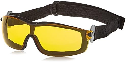MCR Safety RT114AF Rattler Nylon Indirect Vented Elastic Strap Dielectric Glasses with Black Frame and Amber Anti-Fog Lens